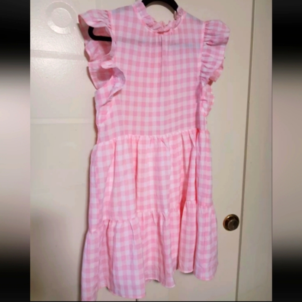 Entro Pink Gingham Midi Dress